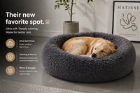 Soft Pet Cat Bed Pad Plush Warm Faux Fur dog Calm Bed Donut Round Bed Comfortable Sleeping Washable for Small Medium Dog and Cat
