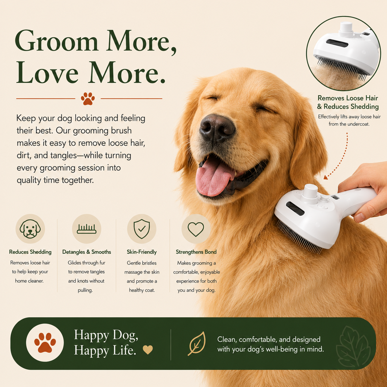 Steamy Dog Brush Electric Spray Cat Hair Brush 3 in1 Dog Steamer Brush for Massage Pet Grooming Removing Tangled and Loose Hair