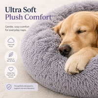 Soft Pet Cat Bed Pad Plush Warm Faux Fur dog Calm Bed Donut Round Bed Comfortable Sleeping Washable for Small Medium Dog and Cat