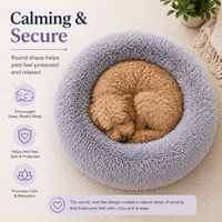 Soft Pet Cat Bed Pad Plush Warm Faux Fur dog Calm Bed Donut Round Bed Comfortable Sleeping Washable for Small Medium Dog and Cat