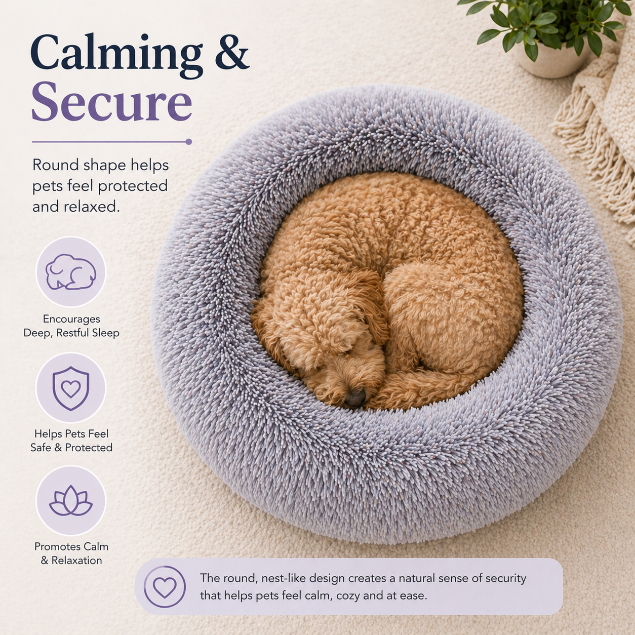 Soft Pet Cat Bed Pad Plush Warm Faux Fur dog Calm Bed Donut Round Bed Comfortable Sleeping Washable for Small Medium Dog and Cat
