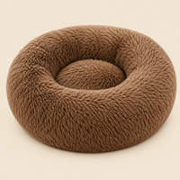 Soft Pet Cat Bed Pad Plush Warm Faux Fur dog Calm Bed Donut Round Bed Comfortable Sleeping Washable for Small Medium Dog and Cat