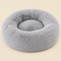 Soft Pet Cat Bed Pad Plush Warm Faux Fur dog Calm Bed Donut Round Bed Comfortable Sleeping Washable for Small Medium Dog and Cat