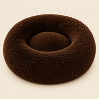 Soft Pet Cat Bed Pad Plush Warm Faux Fur dog Calm Bed Donut Round Bed Comfortable Sleeping Washable for Small Medium Dog and Cat